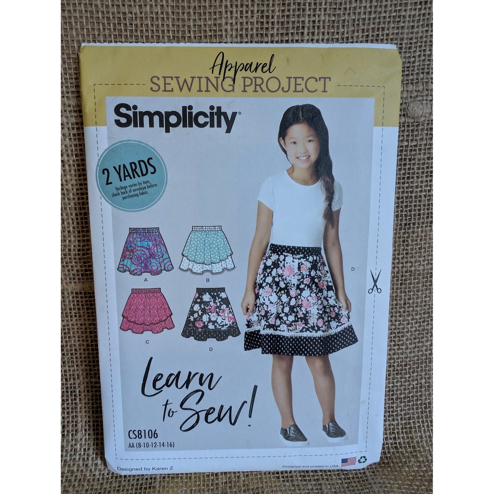 Simplicity CS8106 Girls Plus Skirt Sewing Pattern Learn to Sew Ruffle Size 8-16
